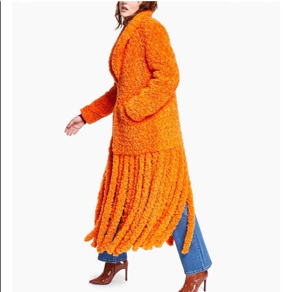 INC INTERNATIONAL CONCEPTS ORANGE FRINGE TEDDY COAT ‼️MOST WANTED‼️ - Picture 5 of 10